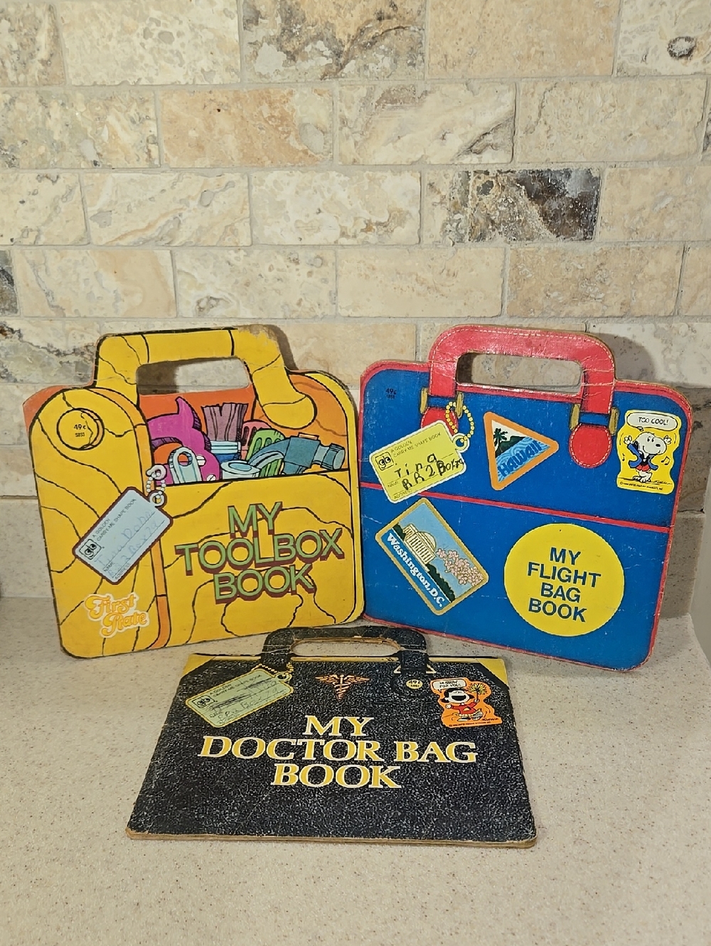 Lot Of 3 Vintage 1977 Golden Books Carry-Me Shape Books